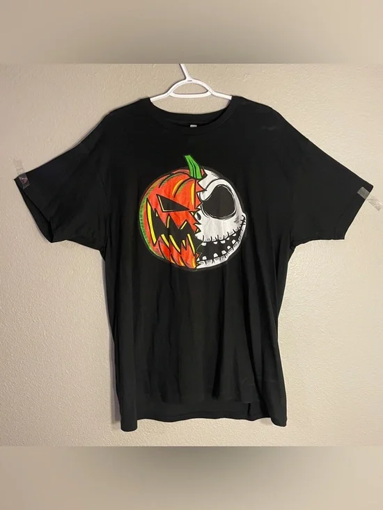 Disney Jack Skellington Pumpkin Face T-Shirt Black XL Halloween Nightmare Before - Picture 2 of 10